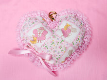 Load image into Gallery viewer, Marron Cream plush heart key chain trinket, sweet lolita bag charm