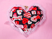 Load image into Gallery viewer, Black and red cookie plush key chain trinket, Valentine's Day, Galentine gift bag charm