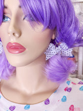 Load image into Gallery viewer, SALE lavender faux fur pompom earrings, chunky bimbo 90s drag queen