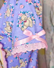 Load image into Gallery viewer, Teddy bear floral boxy top, 90s ruffle pastel heart t shirt size Small