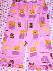 Pink kidcore teddy bear ruffle pants, size 2X