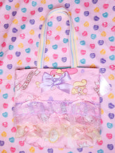 Load image into Gallery viewer, Quilted My Melody tote bag, pastel iridescent lace