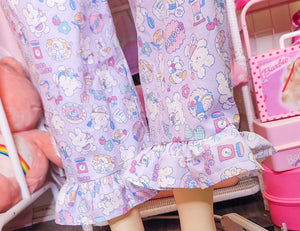 Cooking bunny polka dot heart pocket ruffle pants, size L/XL