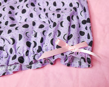 Load image into Gallery viewer, Lavender/black witchy moon phase bloomers, Halloween goth size L