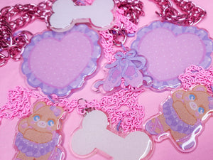 Ballerina bear glitter resin necklace, fairy spank kei