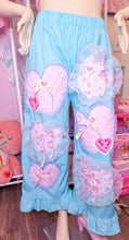 Load image into Gallery viewer, Blue lovecore heart quilted applique ruffle pants, size XL