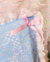 Load image into Gallery viewer, Pink blue stripe goose boxy top, geese iridescent lace t shirt size 2X