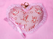 Load image into Gallery viewer, Pink cupid plush key chain trinket, Valentine's Day, Galentine gift bag charm
