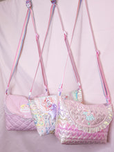 Load image into Gallery viewer, Iridescent heart quilted purse, fairy spank kei unicorn