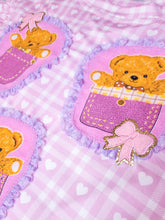 Load image into Gallery viewer, Pink heart gingham ruffle boxy top, teddy bear spank kei size 2X