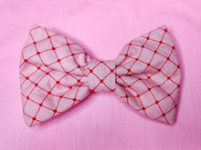 Load image into Gallery viewer, Pink and red heart quilted print hair bow, lovecore galentine gift, Valentine's Day
