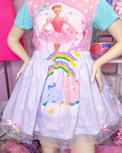 Load image into Gallery viewer, 80&#39;s cat pastel rainbow upcycled fairy Spank kei skirt size XL