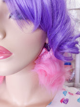 Load image into Gallery viewer, SALE pink faux fur pompom earrings, chunky bimbo 90s drag queen