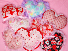 Load image into Gallery viewer, Pink heart crisscross plush key chain trinket, Valentine's Day, Galentine gift bag charm