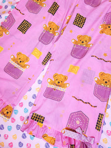 Pink kidcore teddy bear ruffle pants, size 2X