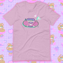 Load image into Gallery viewer, heather lilac t-shirt with barbie boombox