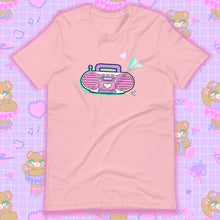 Load image into Gallery viewer, pink t-shirt with barbie boombox