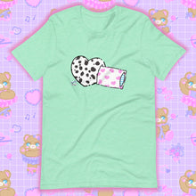 Load image into Gallery viewer, mint t-shirt with dalmation pillows