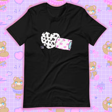 Load image into Gallery viewer, black t-shirt with dalmation pillows