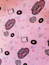 Load image into Gallery viewer, texture closeup of pink boombox print pillow