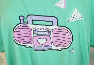 mint t-shirt with barbie boombox