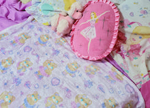 Load image into Gallery viewer, bed with pink ballerina bear blanket and barbie pillows