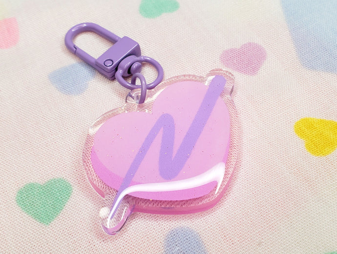 pink swoosh heart keychain