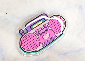 shiny acrylic pink boombox pin
