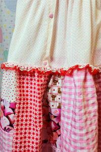 closeup of valentine's patchwork dress