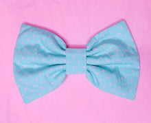 Load image into Gallery viewer, Mint green/hot pink polka dot hair bow