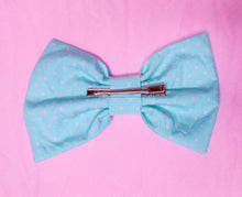 Load image into Gallery viewer, Mint green/hot pink polka dot hair bow