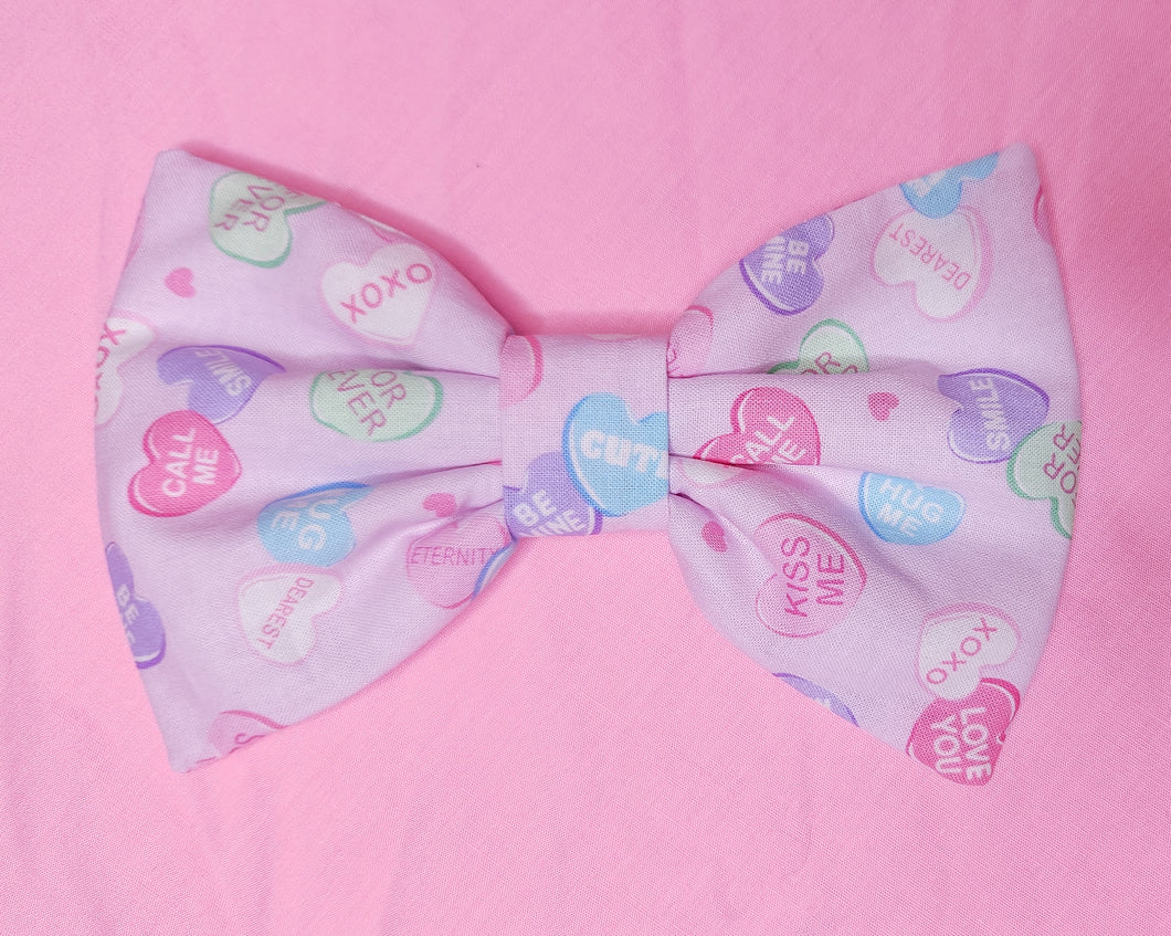 Pink Conversation Hearts lovecore hair bow