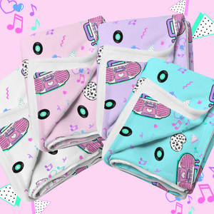 pastel colored barbie boombox blankets