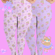 Load image into Gallery viewer, pink and purple ballerina bear leggings