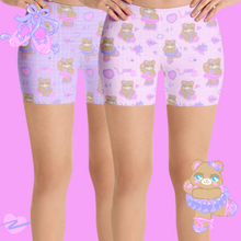 Load image into Gallery viewer, pink and purple ballerina bear bikers shorts
