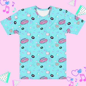 t-shirt with pink barbie boombox 90s print