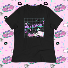 Load image into Gallery viewer, t-shirt with pink barbie boombox miss alphabet logo motif