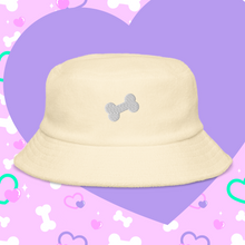 Load image into Gallery viewer, yellow terry bucket hat with embroidered white bone