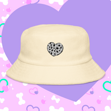 Load image into Gallery viewer, yellow terry bucket hat with embroidered dalmation heart
