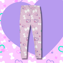 Load image into Gallery viewer, Pink leggings with bone and heart print