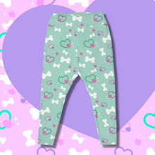 Load image into Gallery viewer, Mint green leggings with bone and heart print