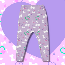 Load image into Gallery viewer, Lavender leggings with bone and heart print