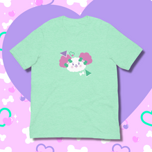 Load image into Gallery viewer, Mint green t-shirt featuring white dog artwork with pink ears