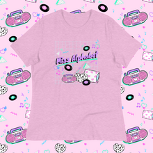 Load image into Gallery viewer, t-shirt with pink barbie boombox miss alphabet logo motif