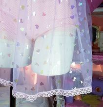 Load image into Gallery viewer, lavender sheer skirt with iridescent hearts