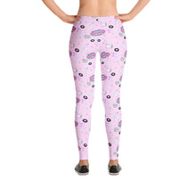 Load image into Gallery viewer, back view leggings with pink barbie boombox 90s print