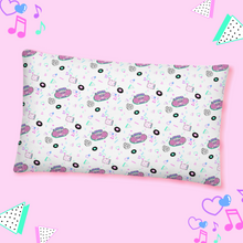 Load image into Gallery viewer, pillow with pink barbie 90s boombox print